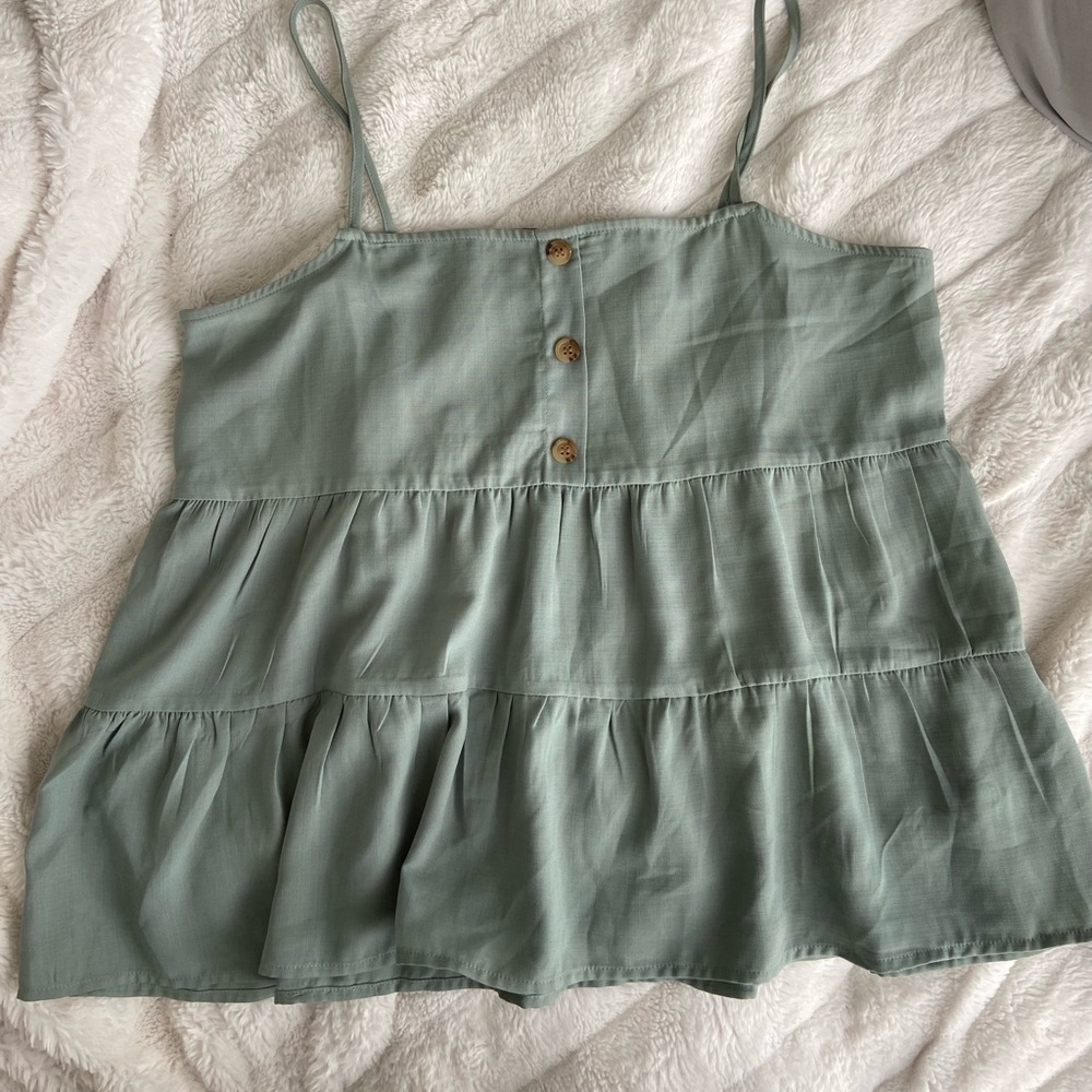 Elegant Paper Crane Green Sleeveless Top